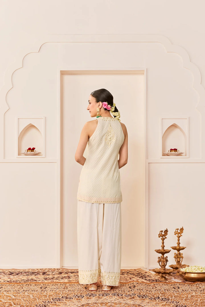 Miral - Daisy Ivory Short Kurta With Farsi Salwar