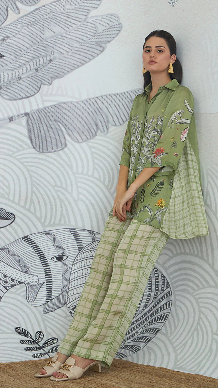 Asymmetrical Shirt With Pant