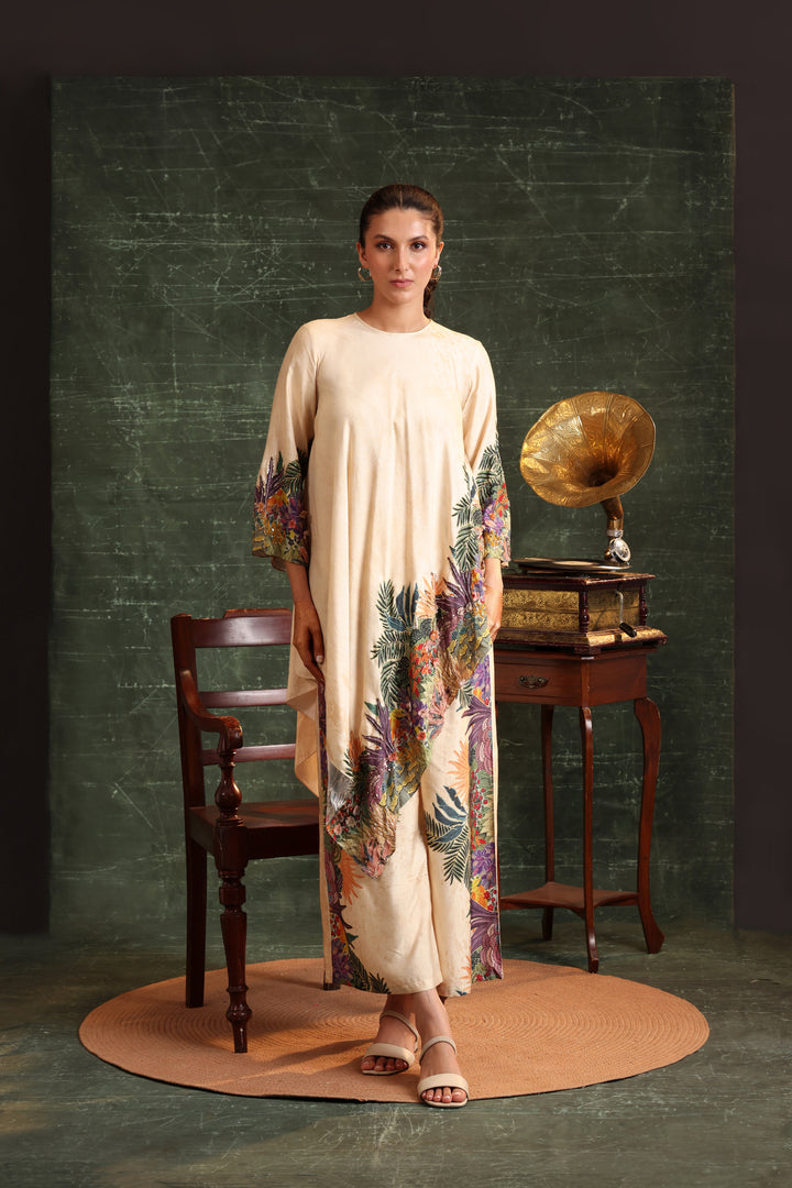 kaira embellished asymmetric kurta set