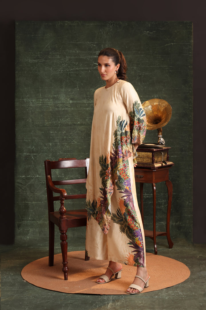 kaira embellished asymmetric kurta set