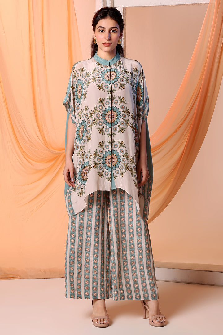 eraya embellished kaftan  shirt set