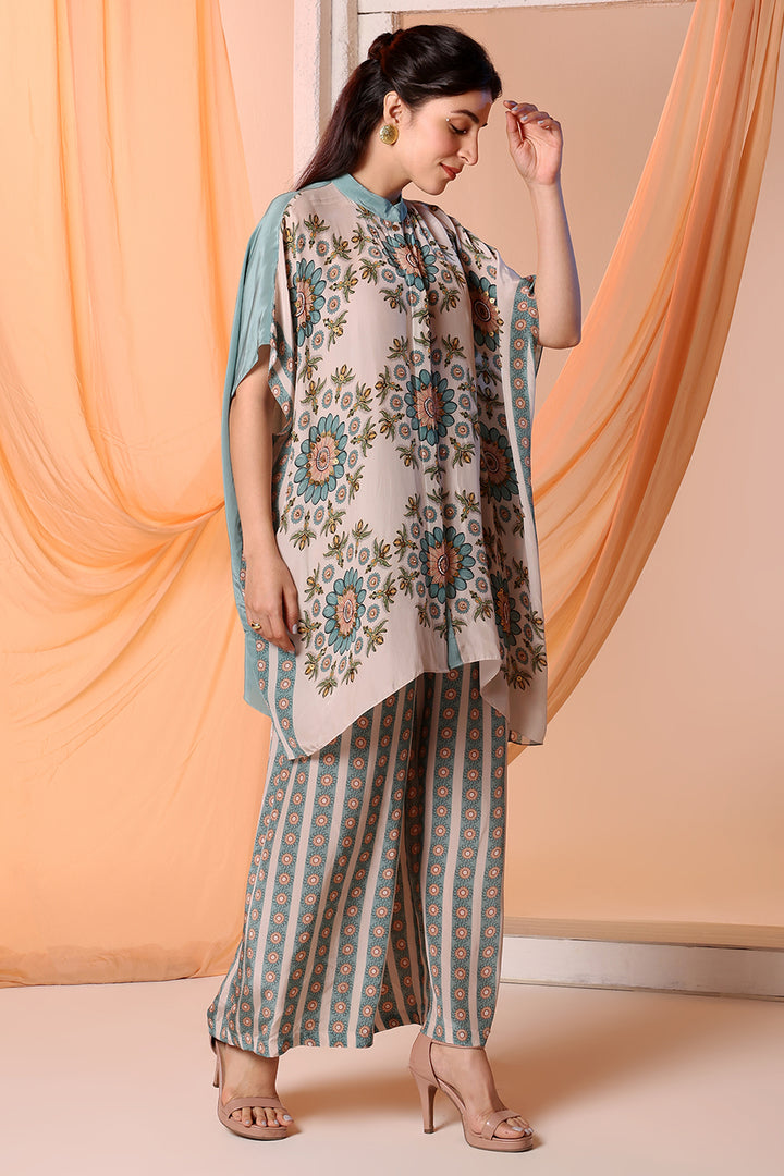 eraya embellished kaftan  shirt set