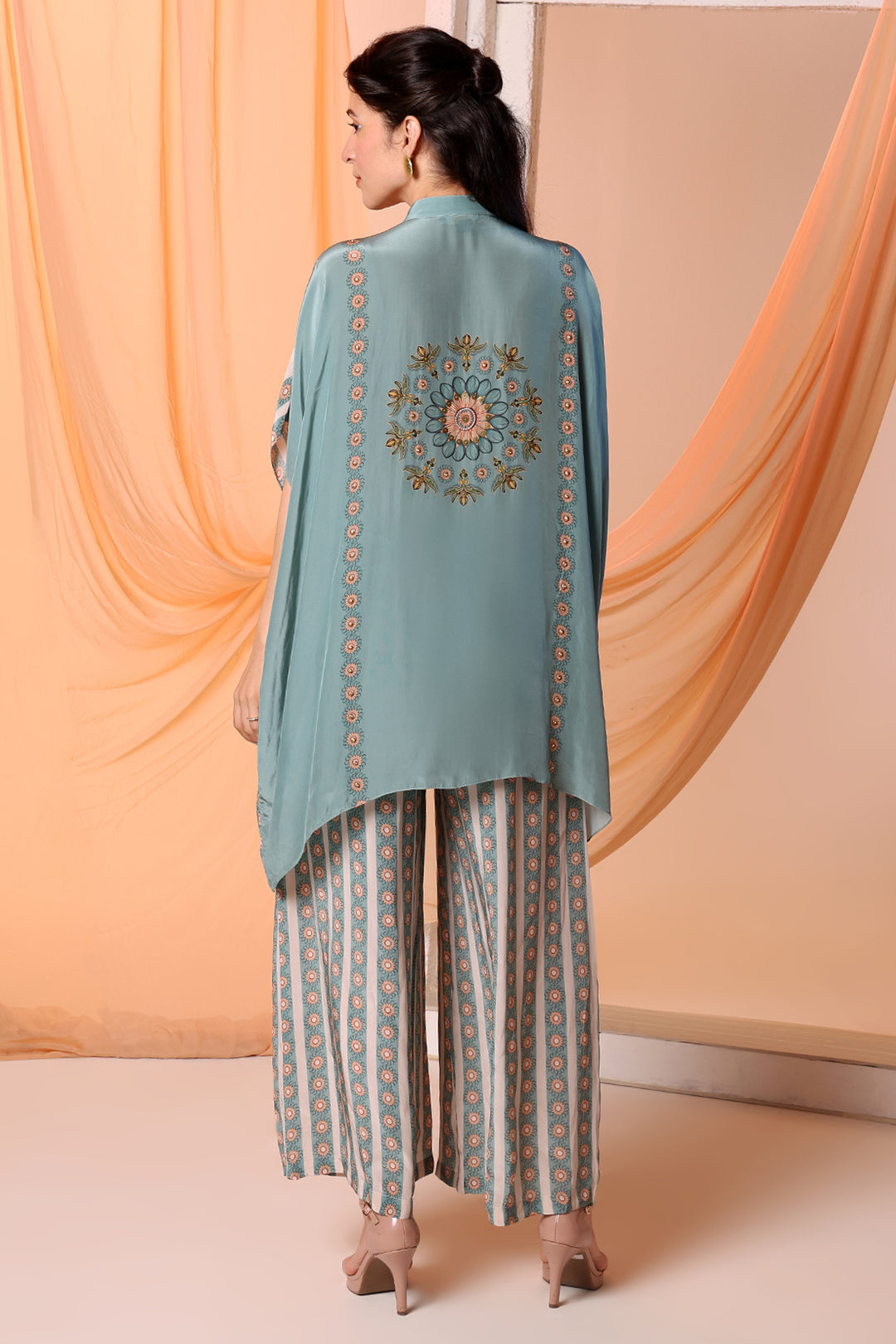 eraya embellished kaftan  shirt set