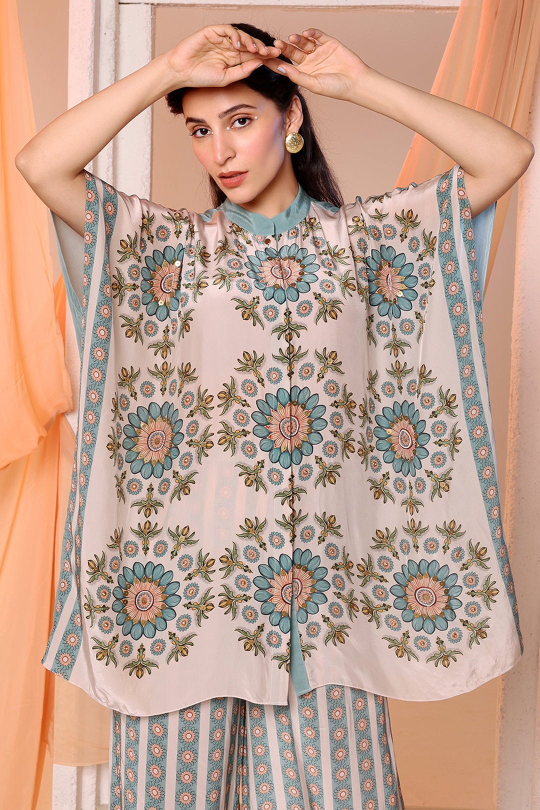 eraya embellished kaftan  shirt set