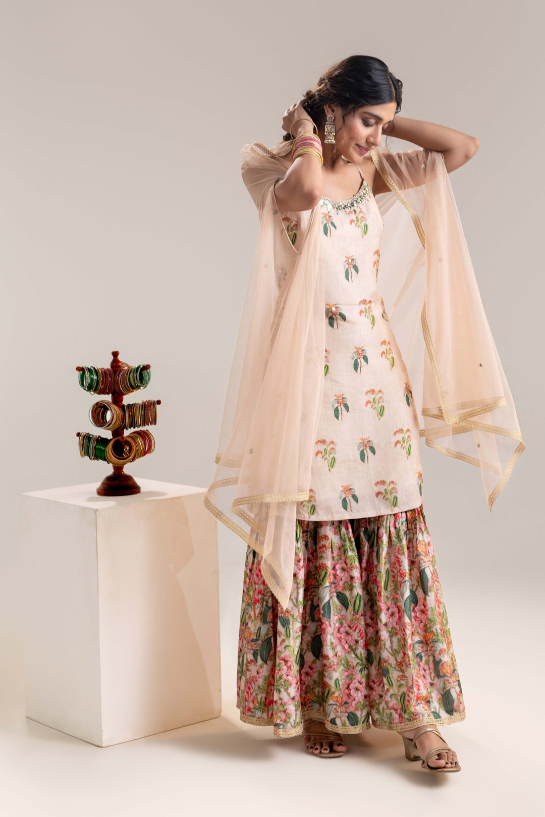 aarani embroidered sharara set with a cape