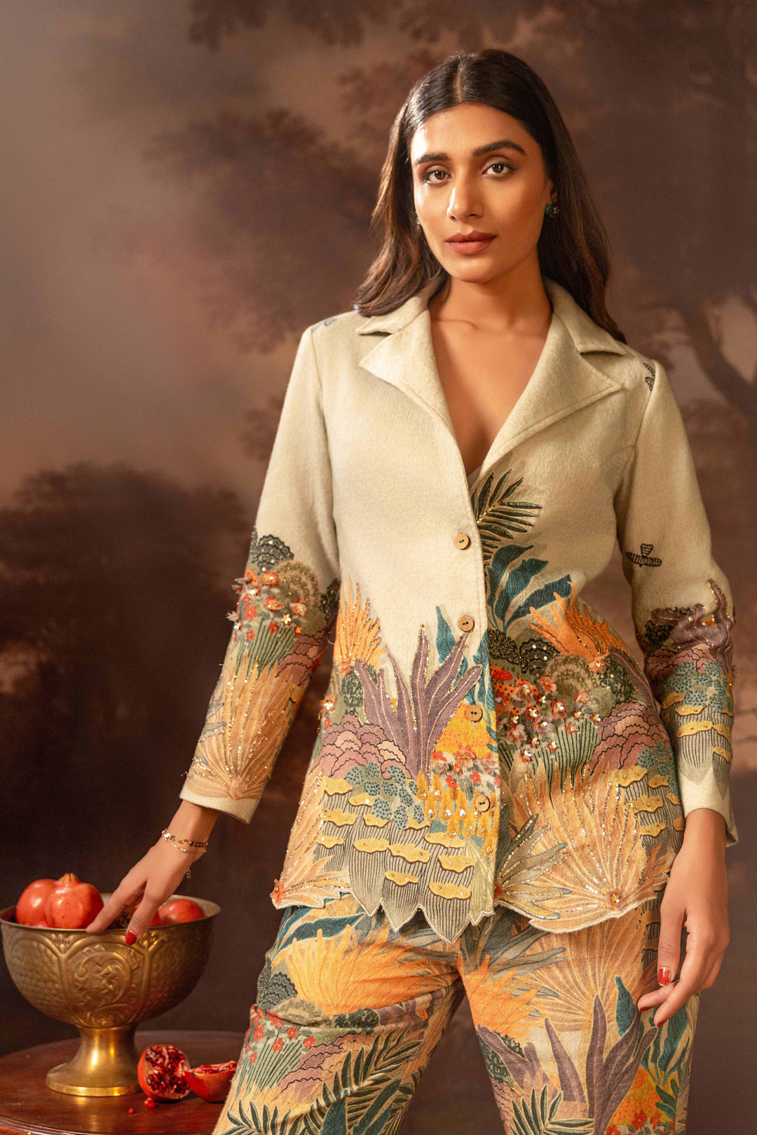 kiara embroidered blazer set