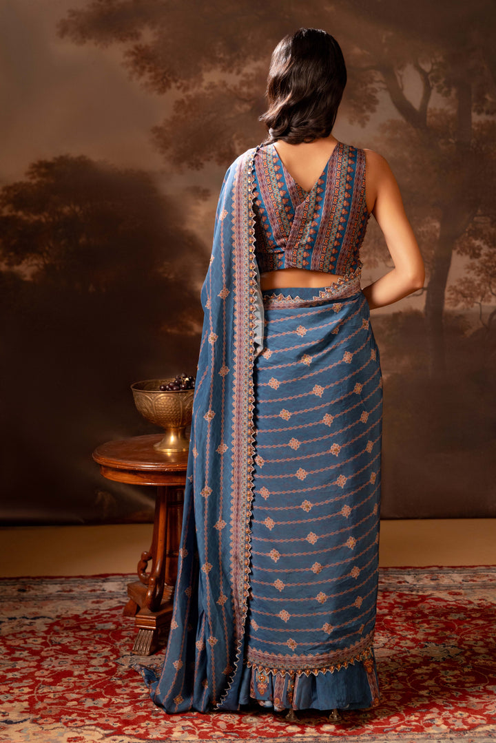 orani embroidered pre draped saree