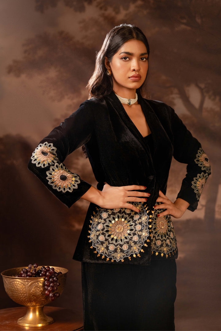 eraya embroidered blazer set