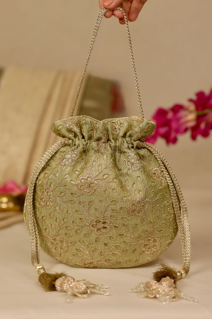 tarang cutwork potli-green