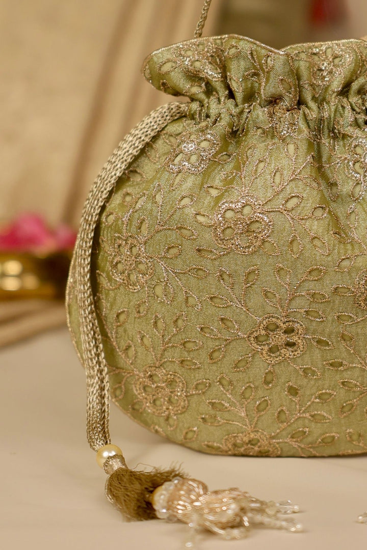 tarang cutwork potli-green