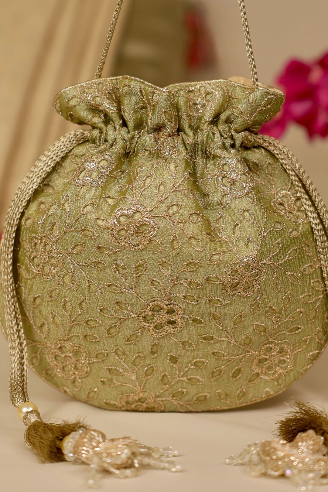tarang cutwork potli-green