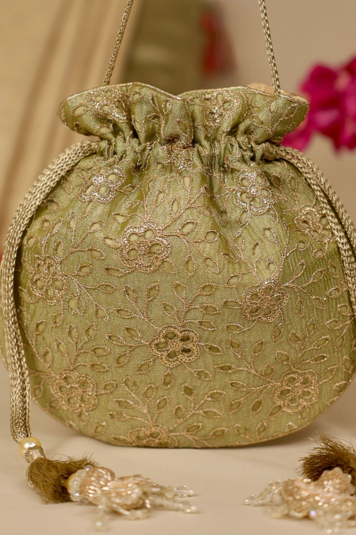 tarang cutwork potli-green