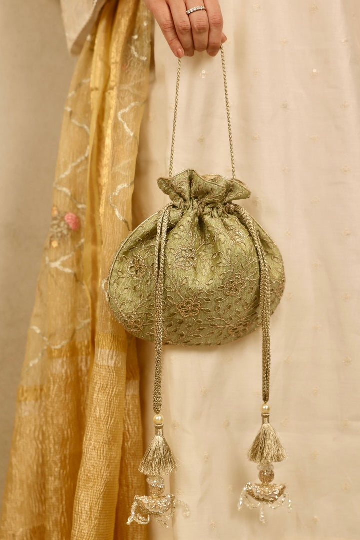 tarang cutwork potli-green