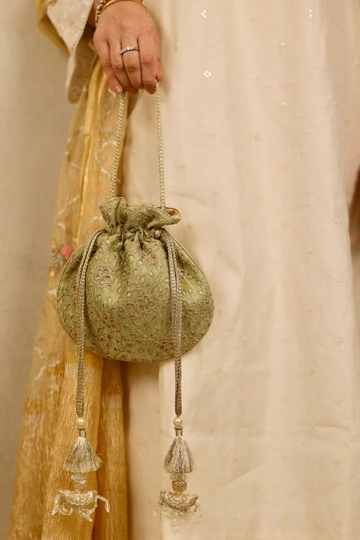 tarang cutwork potli-green