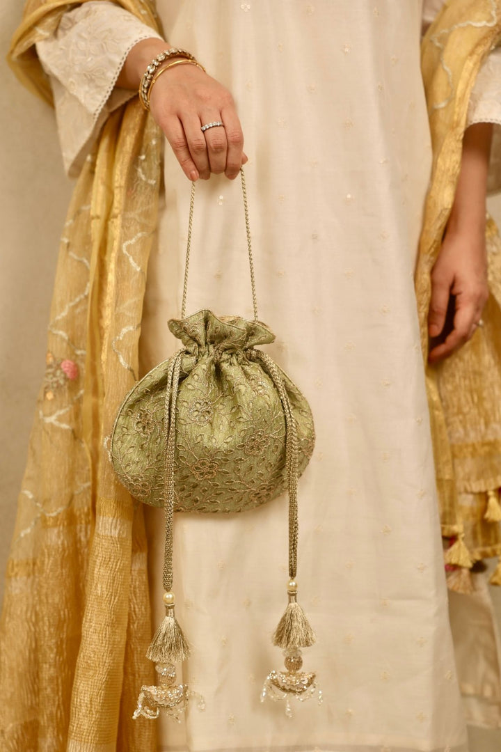 tarang cutwork potli-green