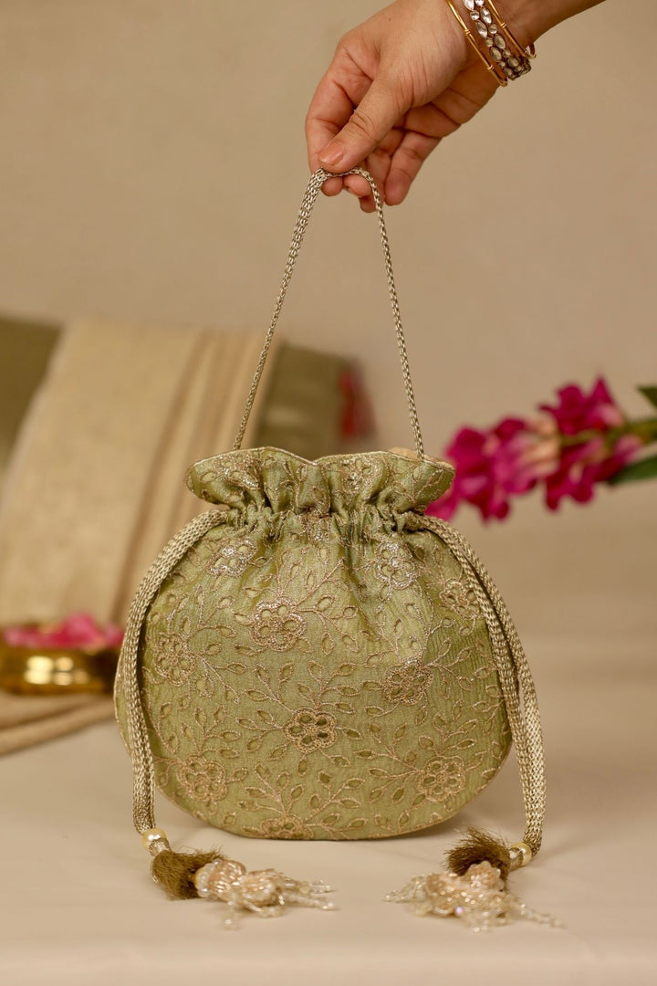 tarang cutwork potli-green