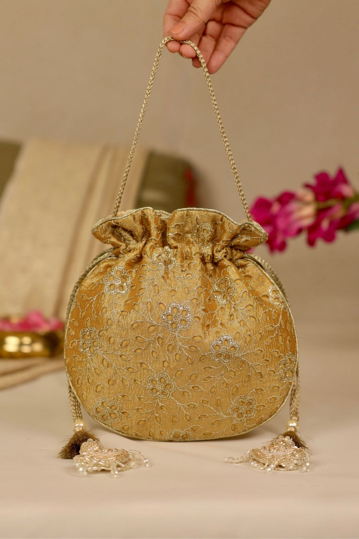 tarang cutwork potli-mustard
