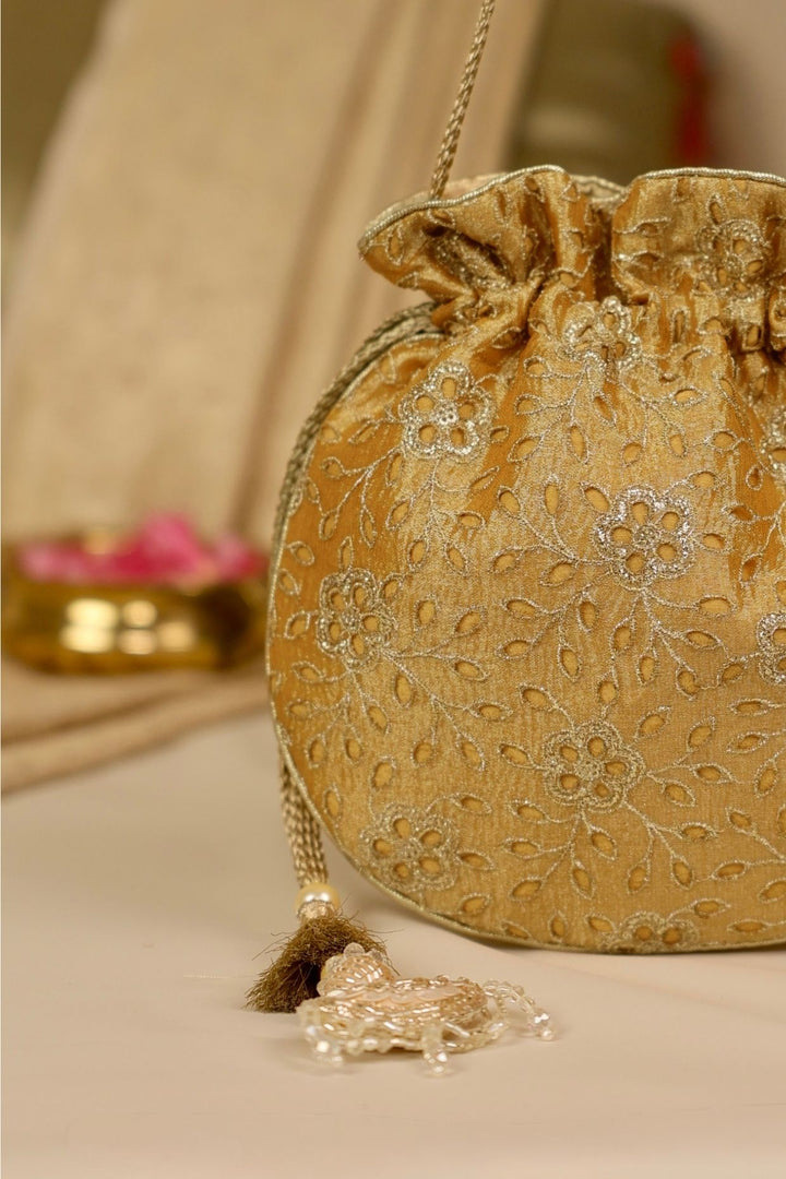 tarang cutwork potli-mustard