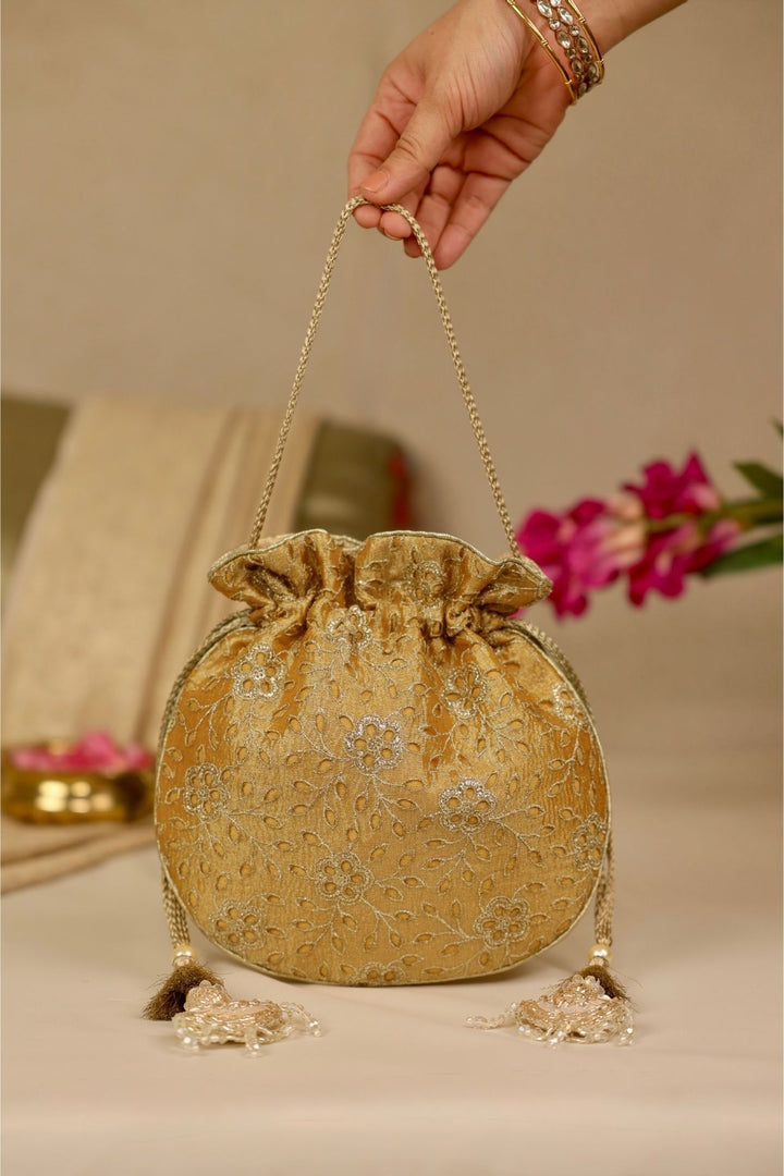 tarang cutwork potli-mustard