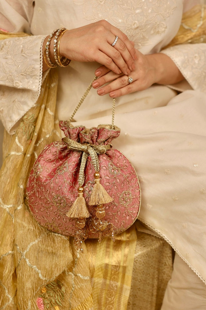 tarang cutwork potli-pink