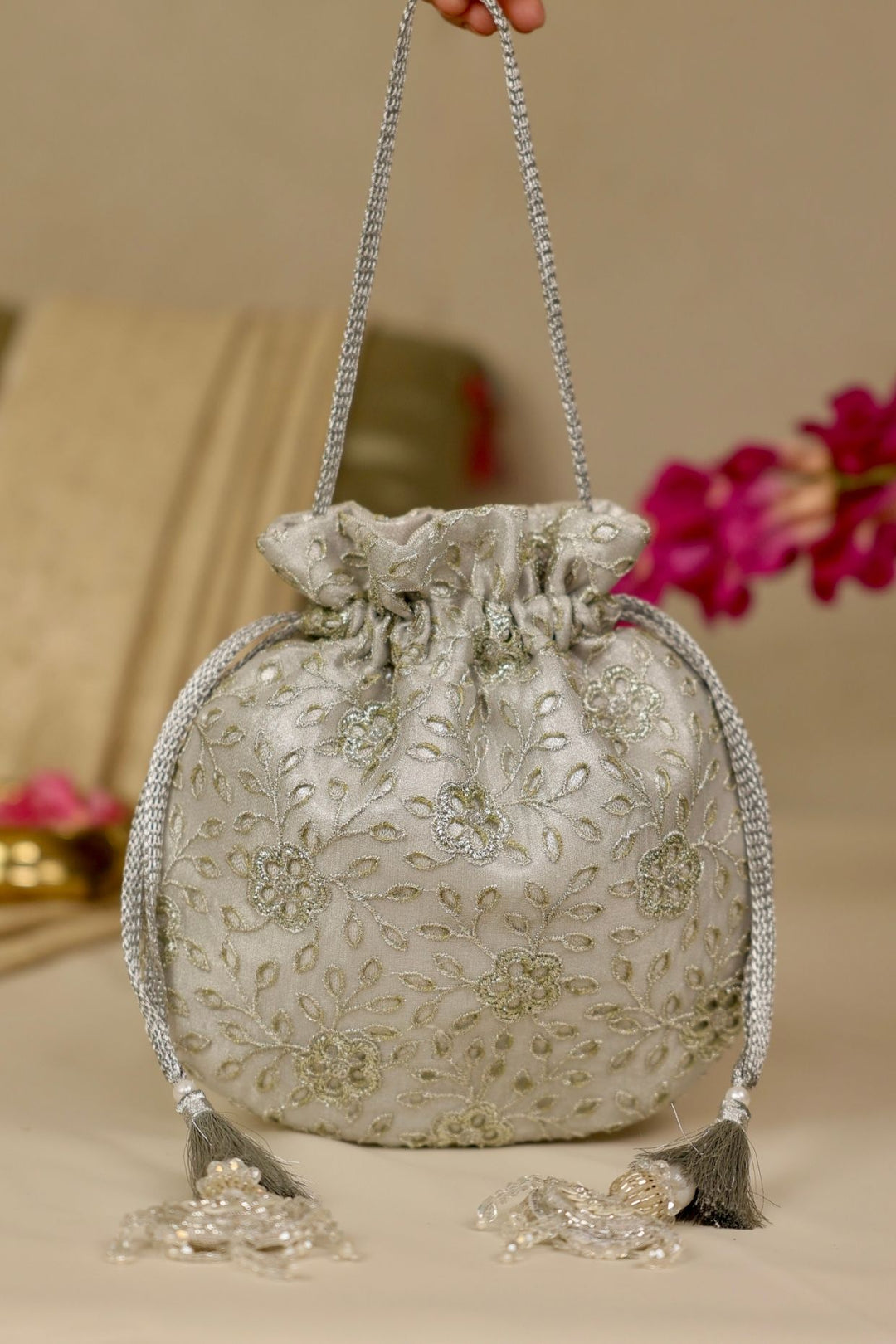 tarang cutwork potli-silver