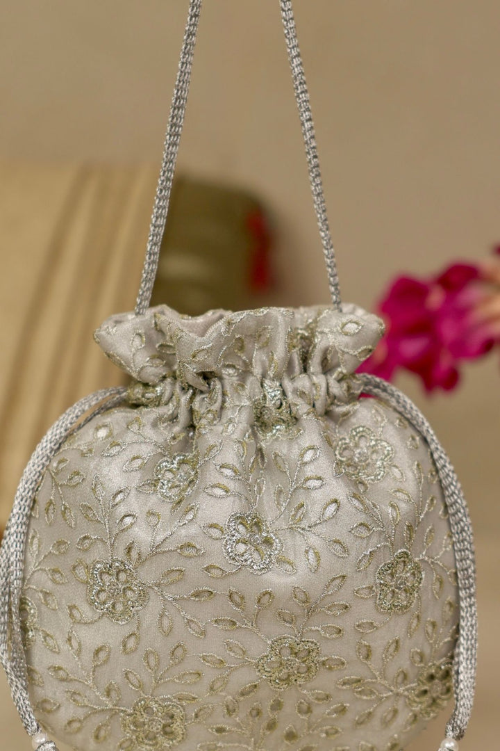 tarang cutwork potli-silver