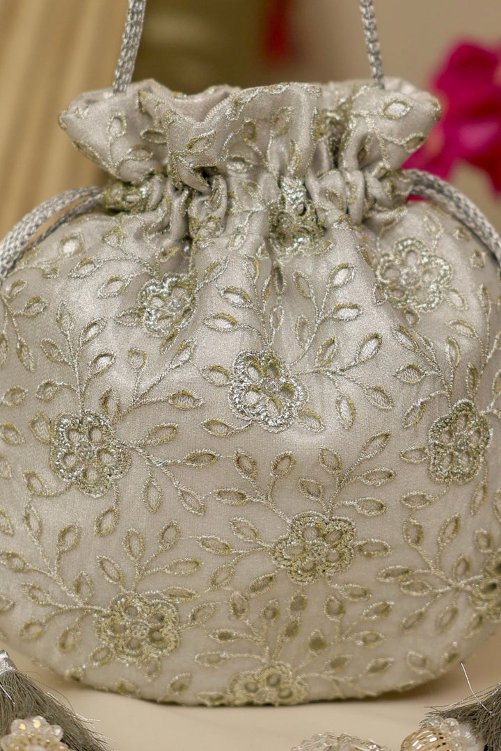 tarang cutwork potli-silver