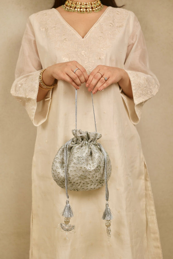 tarang cutwork potli-silver