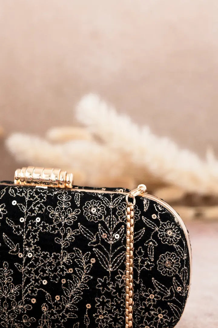 Thea Velvet Embroidered Clutch