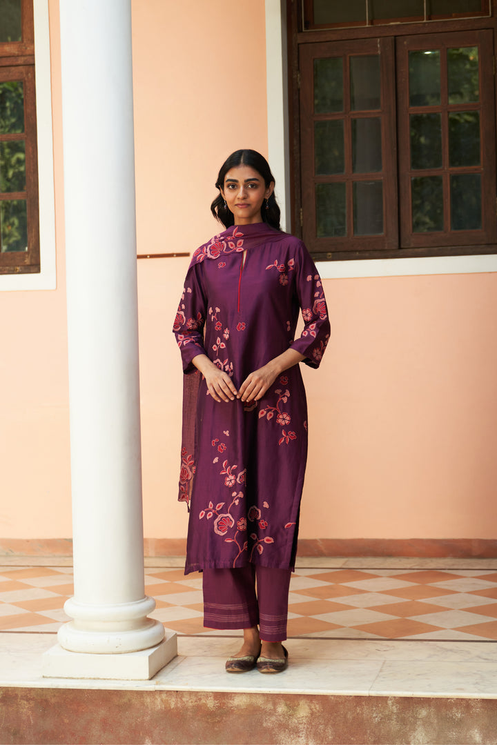 amethyst floral kurta set