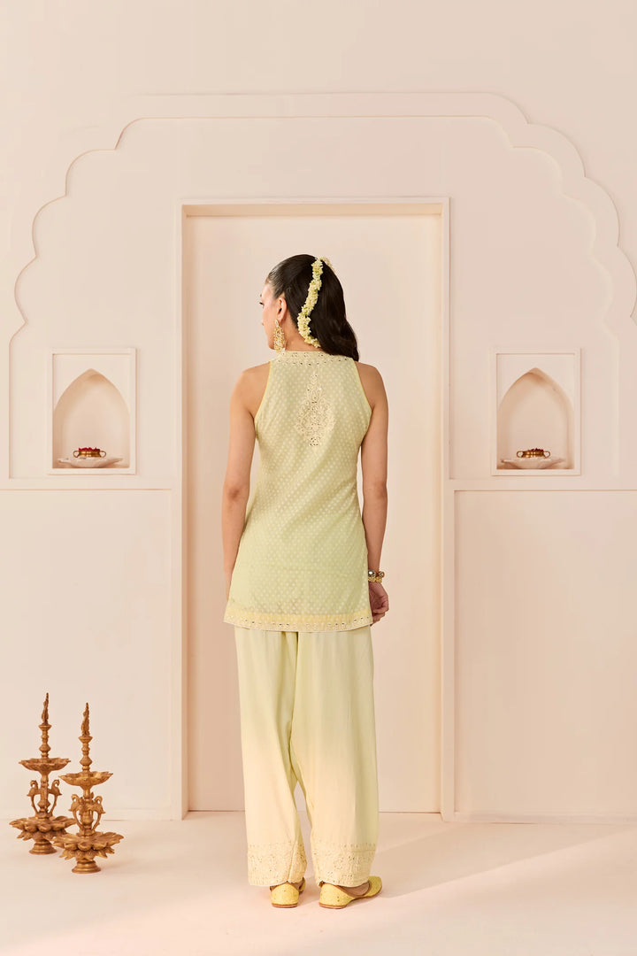 Miral - Mint Green Short Kurta With Farsi Salwar and dupatta