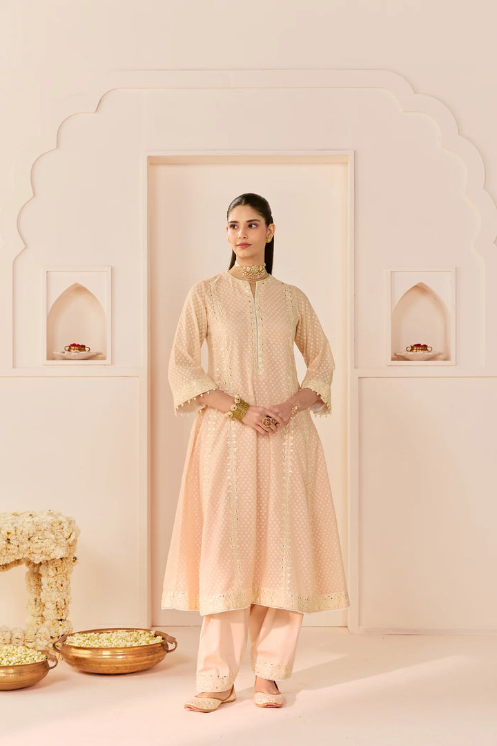 Firdaus - Carnation Pink Long Kalidaar Chauga With Dogri Salwar And Dupatta