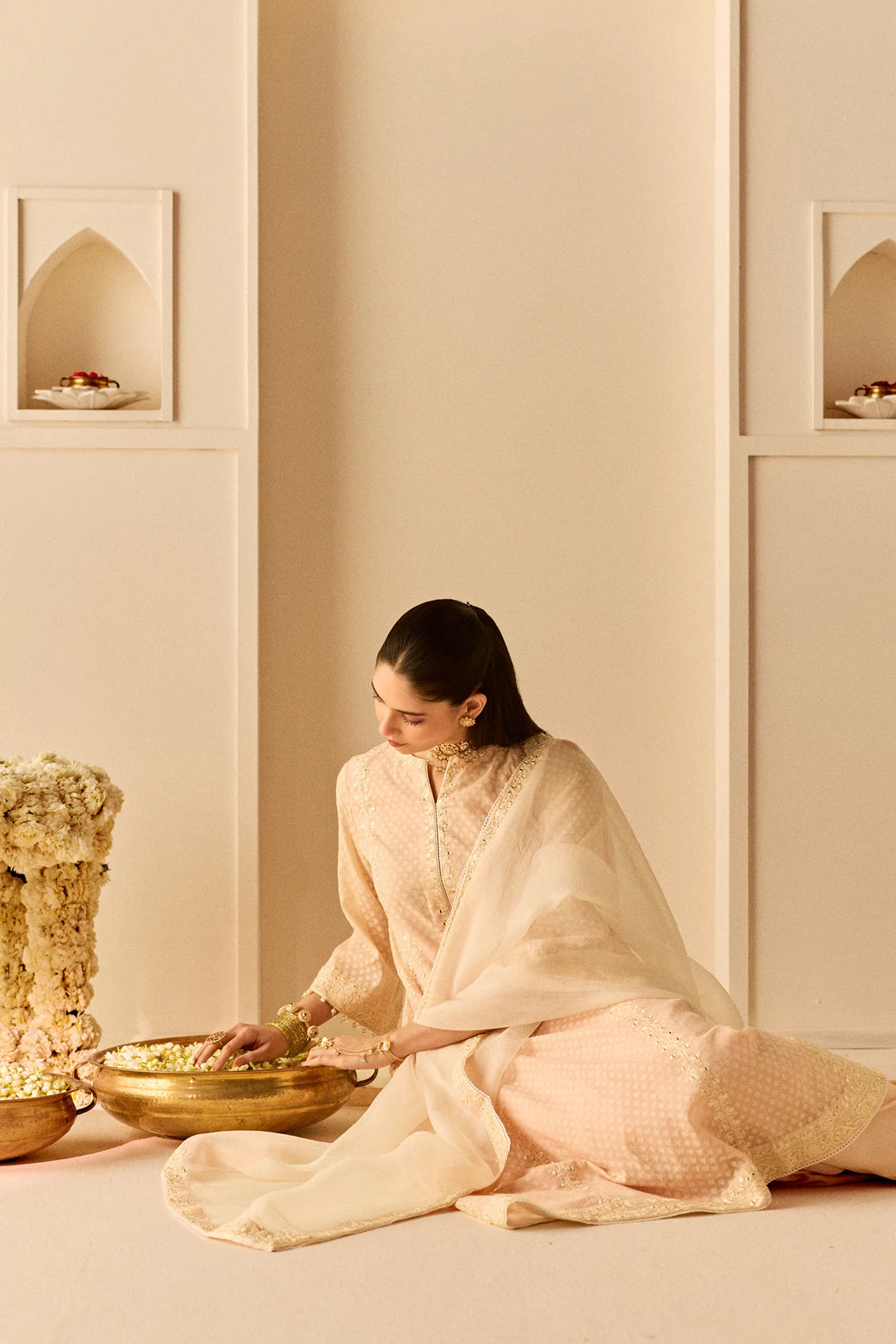 Firdaus - Carnation Pink Long Kalidaar Chauga With Dogri Salwar And Dupatta