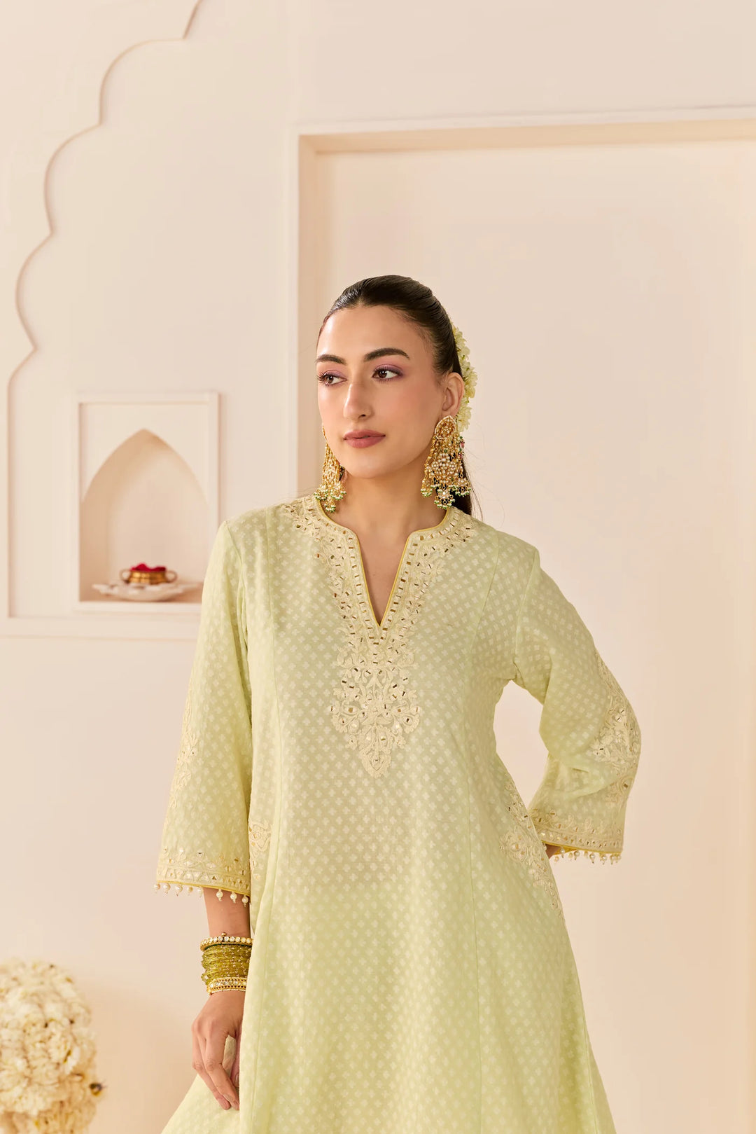 Reem - Mint Green Short Choga With Dogri Salwar and dupatta