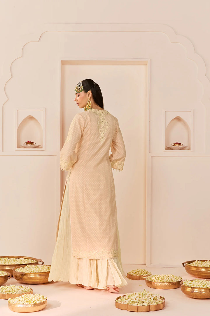 Ruhani - Carnation Pink Long Kurta With Skirt And Dupatta