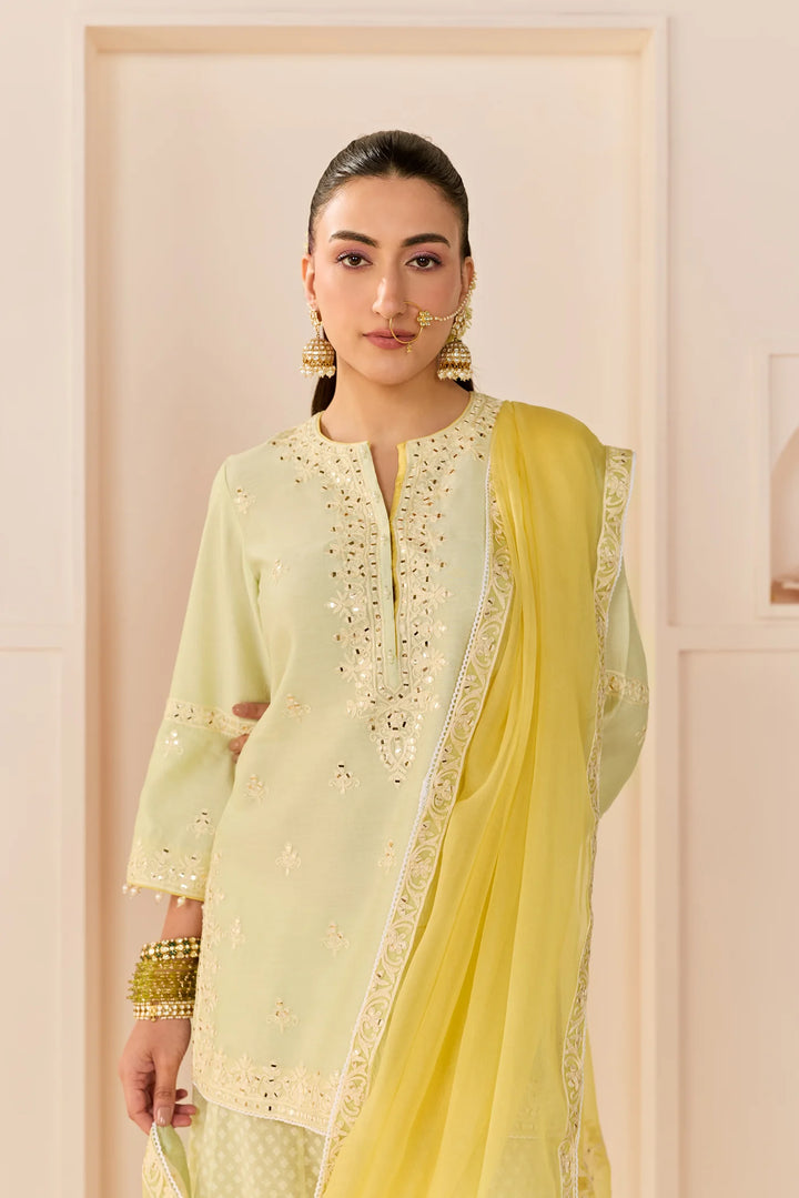 Rehma - Mint Green Short Kurta With Sharara And Dupatta
