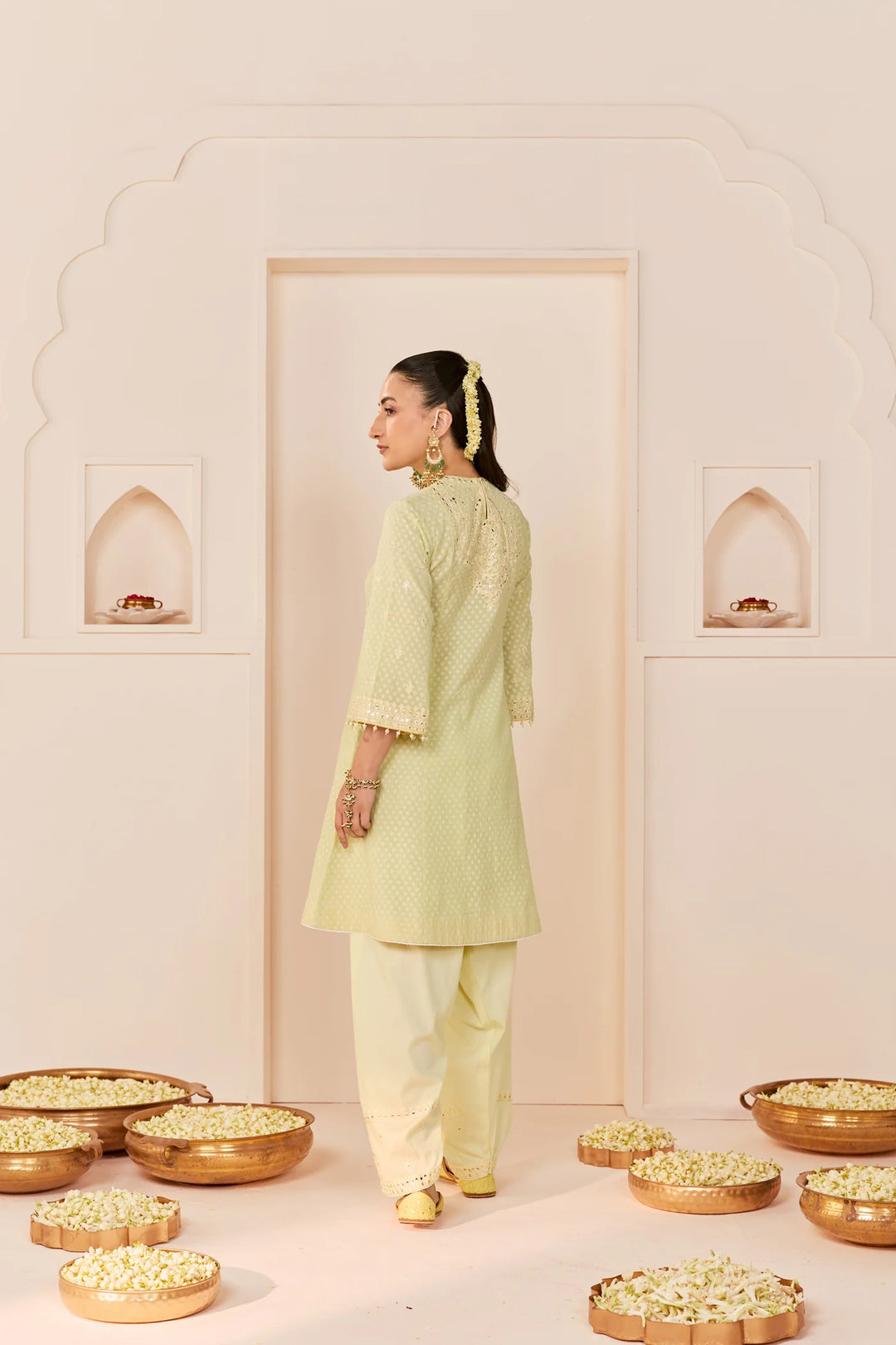 Nida - Mint Green Short Choga With Farshi Salwar and dupatta