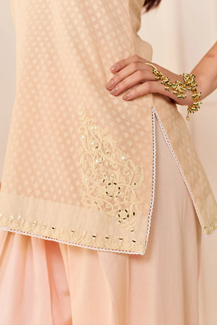 Miral - Carnation Pink Short Kurta With Farsi Salwar and dupatta