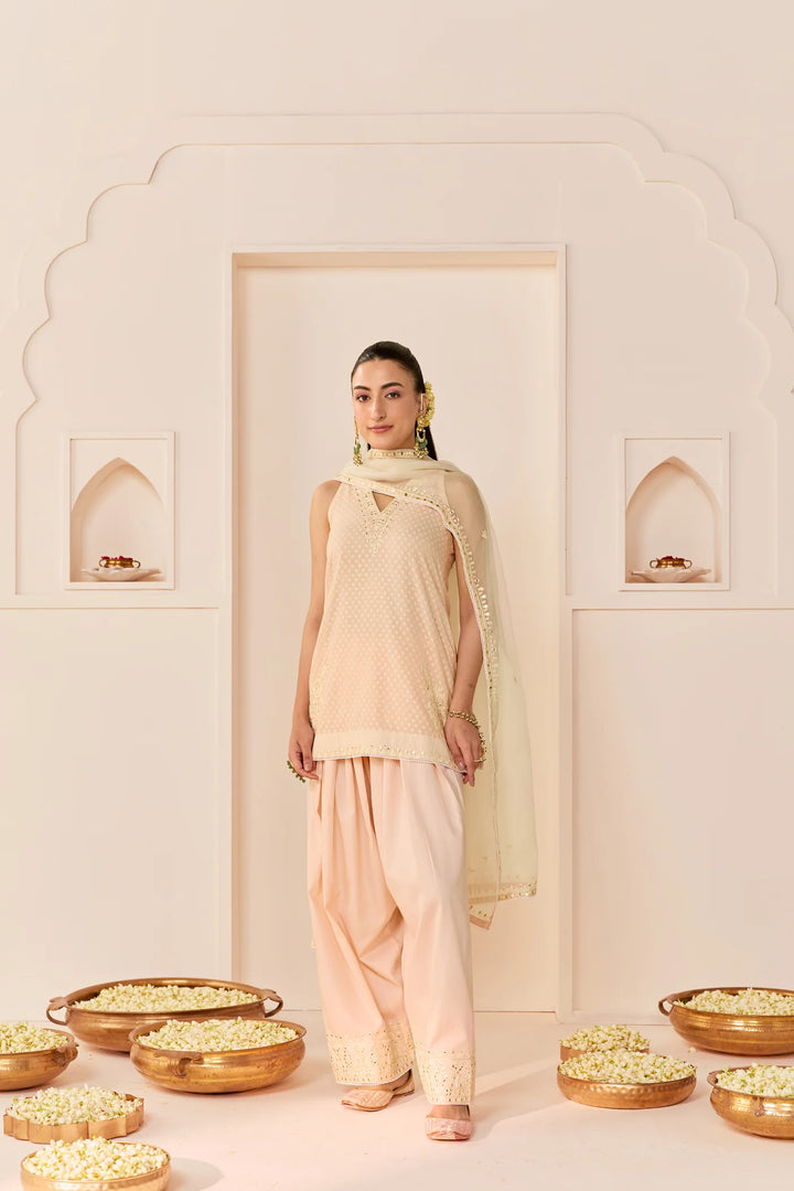 Miral - Carnation Pink Short Kurta With Farsi Salwar and dupatta