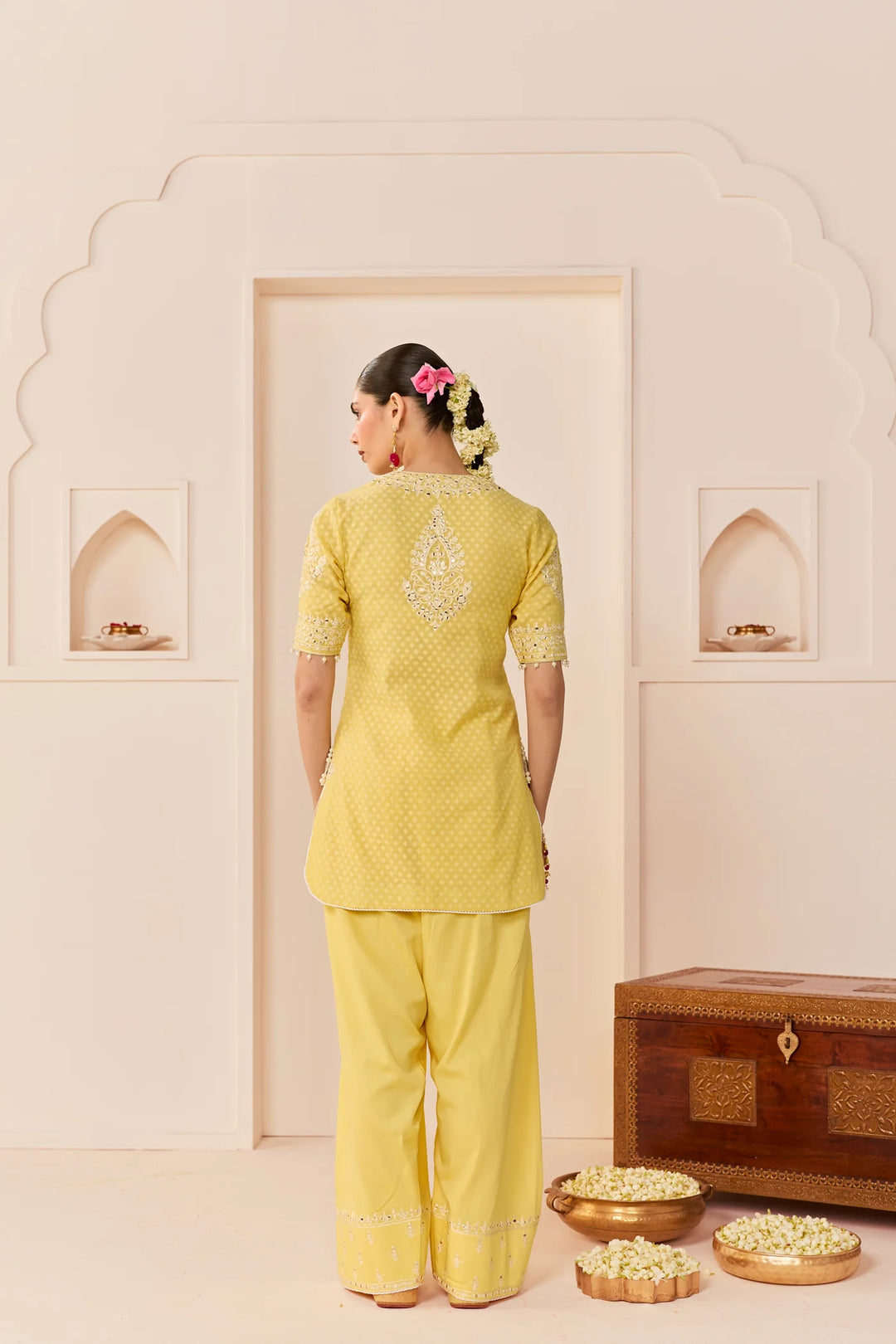 Anaisha - Lemon Yellow Short Kurta With Farshi Salwar