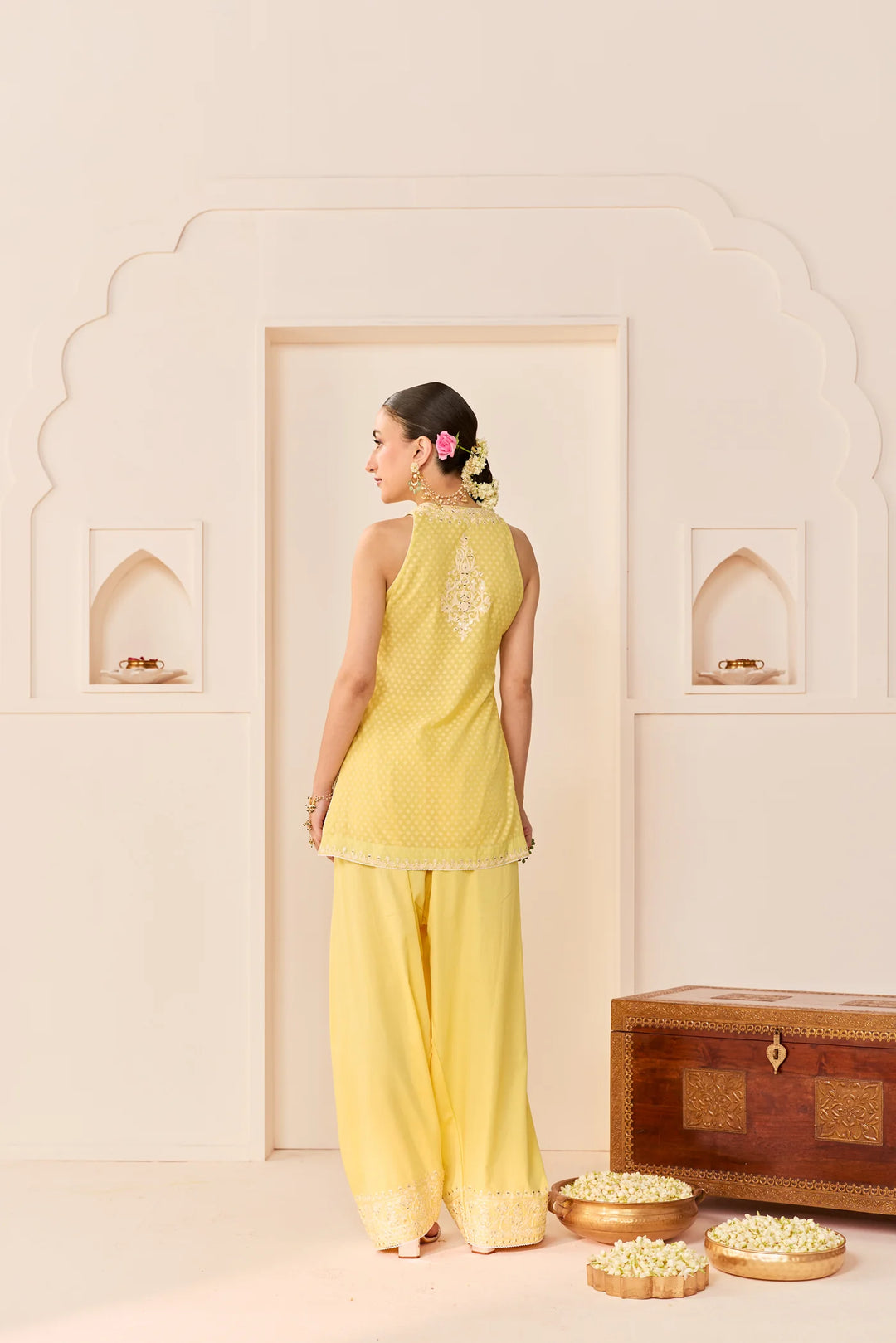 Miral - Lemon Yellow Short Kurta With Farsi Salwar and dupatta