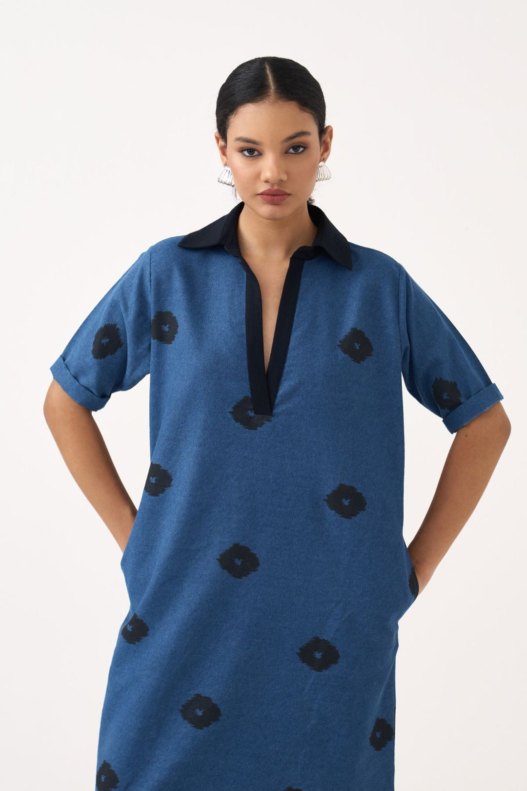 Block Print Denim Dress