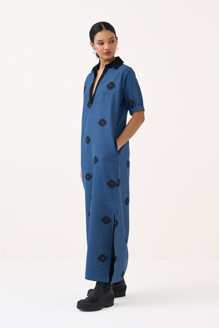 Block Print Denim Dress