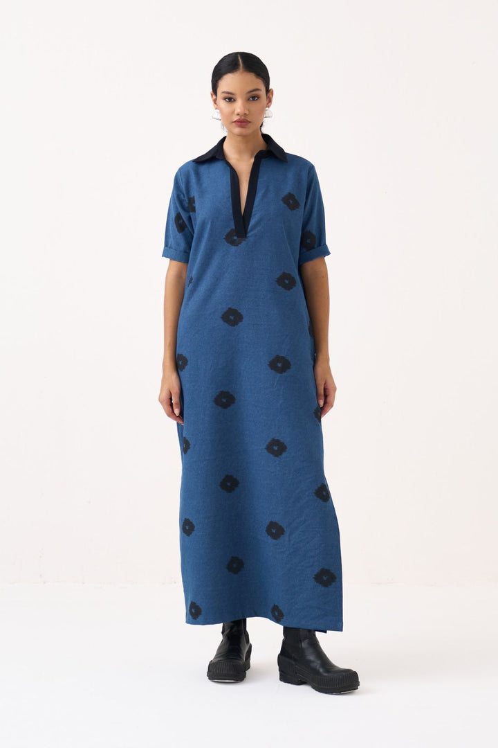 Block Print Denim Dress