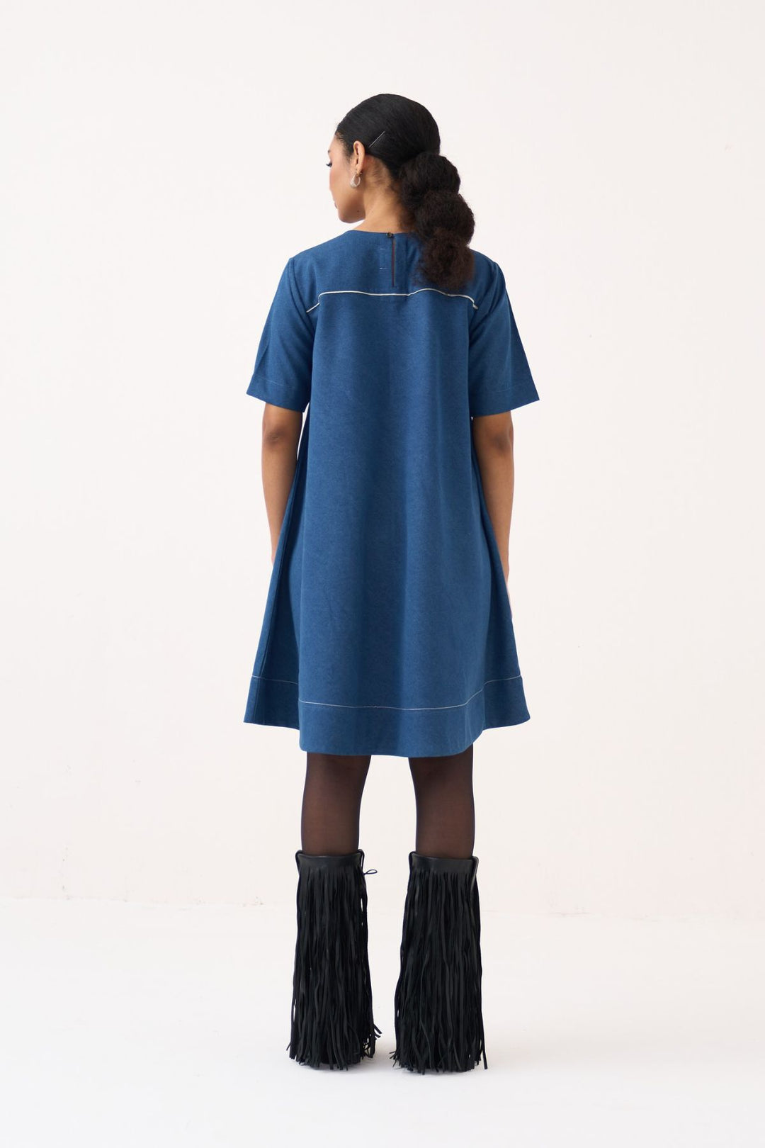 Textured Applique Denim Dress