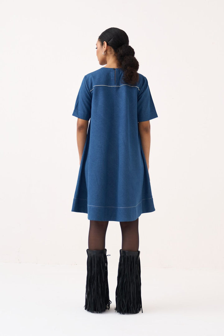 Textured Applique Denim Dress