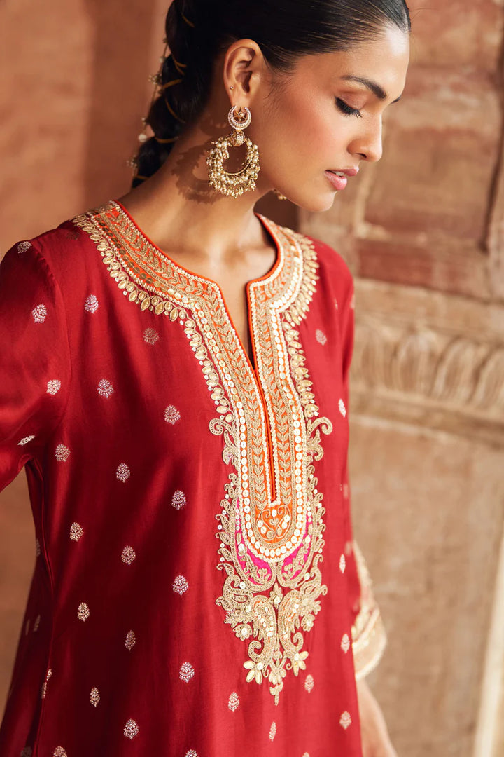 Mehwish - Deep Red Short Kurta with Salwar and Dupatta