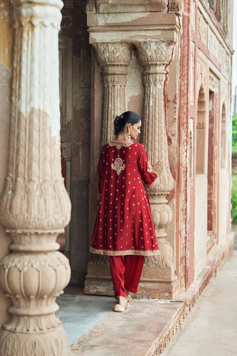 Inaayat - Deep Red Chauga with Salwar