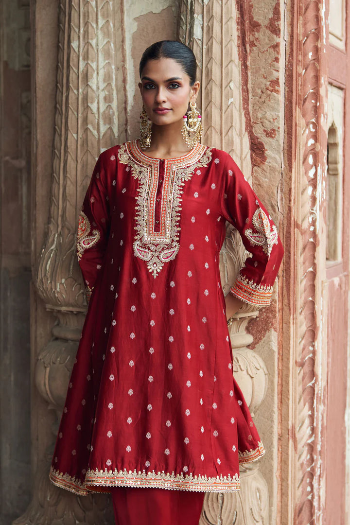 Inaayat - Deep Red Chauga with Salwar