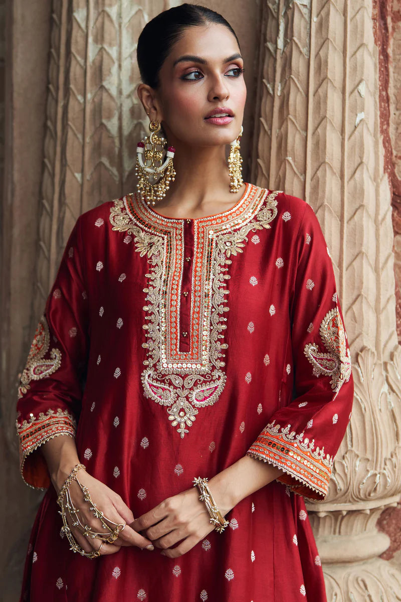 Inaayat - Deep Red Chauga with Salwar
